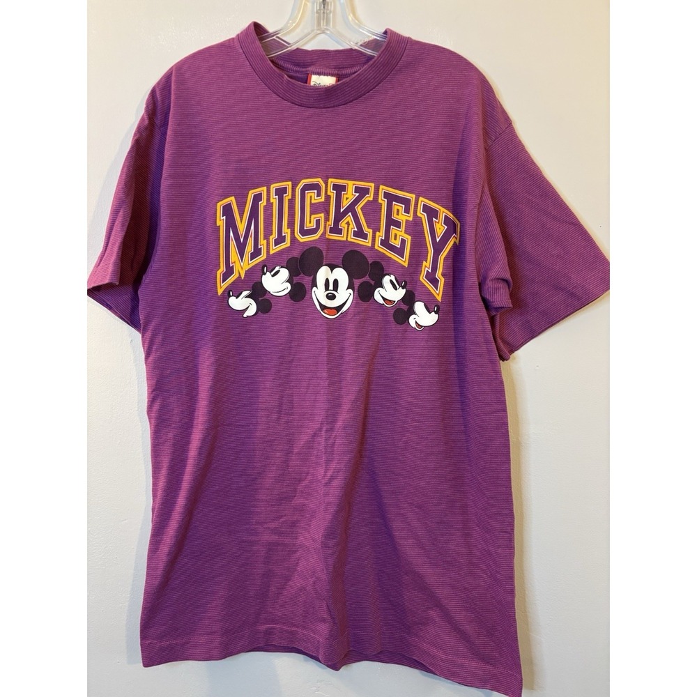 VTG DISNEY DESIGNS Pink Long Mickey Short Sleeve‎ T Shirt L/XL Single Stitch